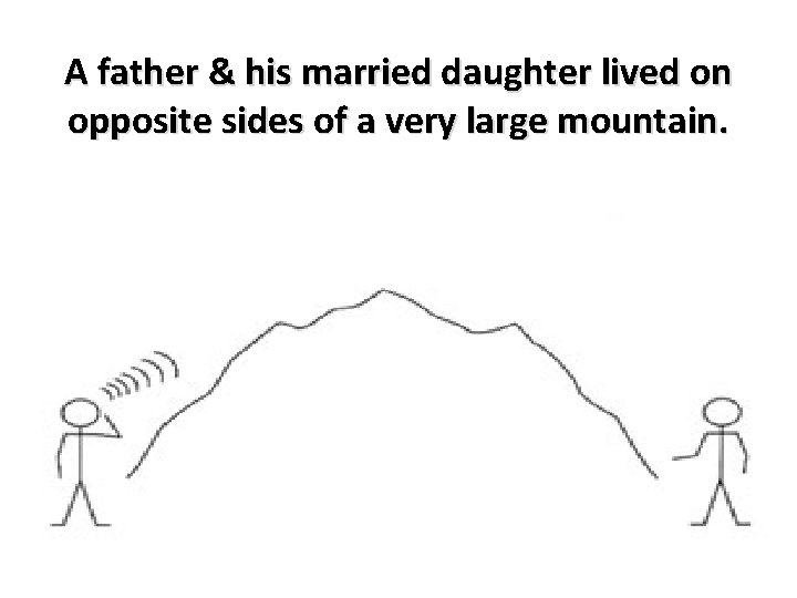 A father & his married daughter lived on opposite sides of a very large