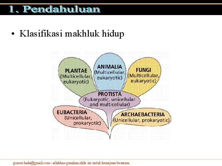 • Klasifikasi makhluk hidup gomes. hada@gmail. com– silahkan gunakan slide ini untuk kemajuan • Klasifikasi makhluk hidup gomes. hada@gmail. com– silahkan gunakan slide ini untuk kemajuan