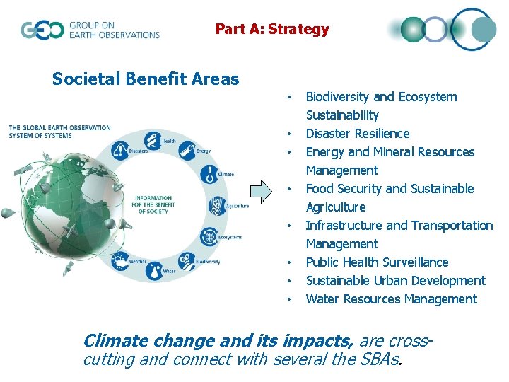 Part A: Strategy Societal Benefit Areas • • Biodiversity and Ecosystem Sustainability Disaster Resilience
