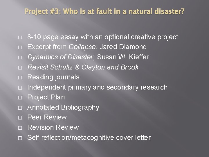 Project #3: Who is at fault in a natural disaster? � � � 8