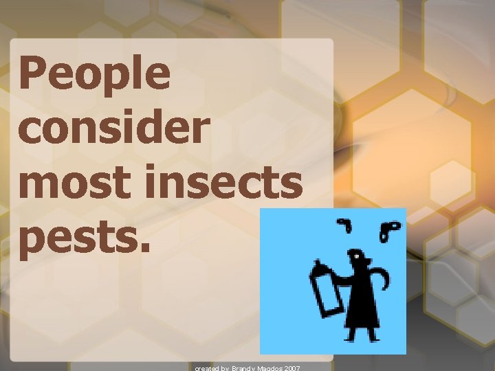 People consider most insects pests. 