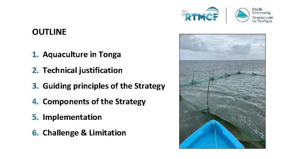 OUTLINE 1. Aquaculture in Tonga 2. Technical justification 3. Guiding principles of the Strategy