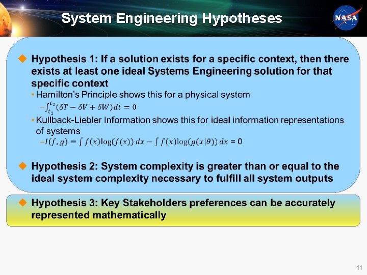 System Engineering Hypotheses u 11 