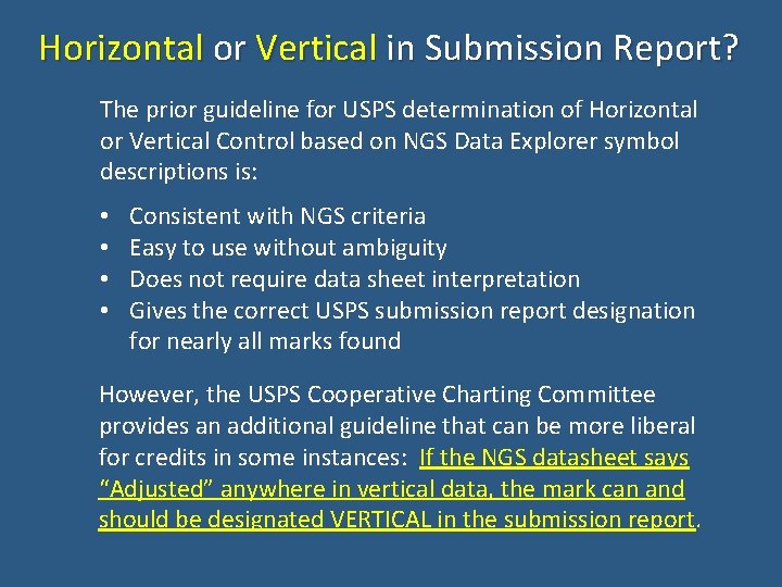 Horizontal or Vertical in Submission Report? The prior guideline for USPS determination of Horizontal