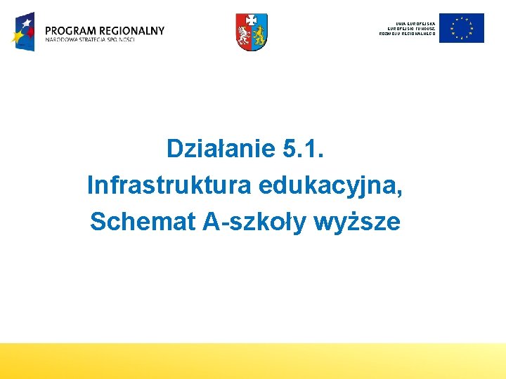 UNIA EUROPEJSKI FUNDUSZ ROZWOJU REGIONALNEGO Działanie 5. 1. Infrastruktura edukacyjna, Schemat A-szkoły wyższe 