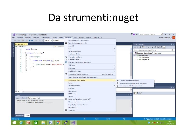 Da strumenti: nuget 