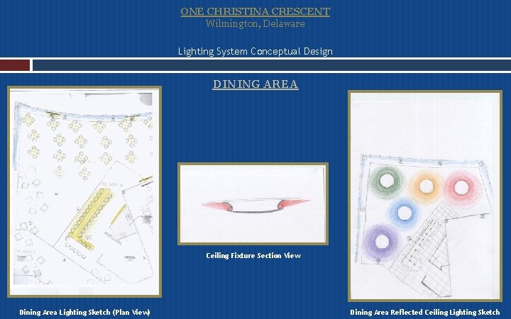 ONE CHRISTINA CRESCENT Wilmington, Delaware Lighting System Conceptual Design DINING AREA Ceiling Fixture Section