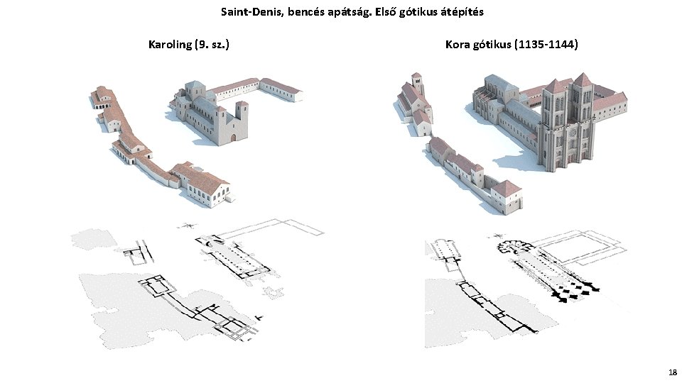 Saint-Denis, bencés apátság. Első gótikus átépítés Karoling (9. sz. ) Kora gótikus (1135 -1144)