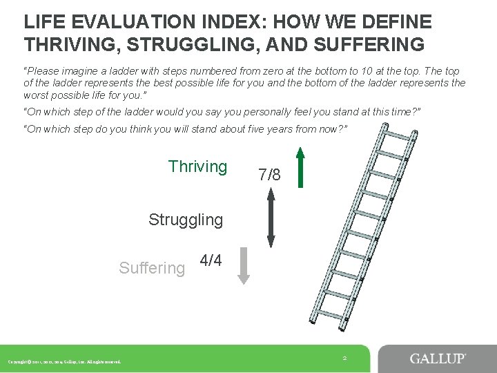 LIFE EVALUATION INDEX: HOW WE DEFINE THRIVING, STRUGGLING, AND SUFFERING “Please imagine a ladder