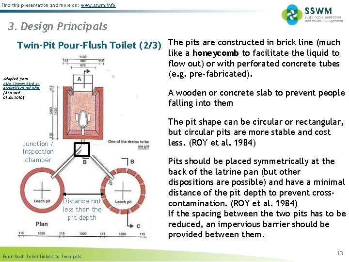 Find this presentation and more on: www. sswm. info. 3. Design Principals Twin-Pit Pour-Flush