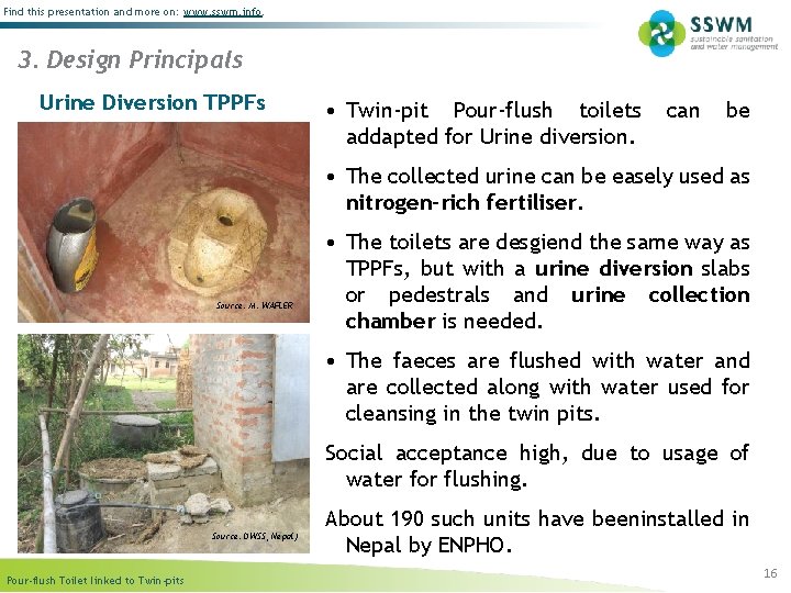 Find this presentation and more on: www. sswm. info. 3. Design Principals Urine Diversion