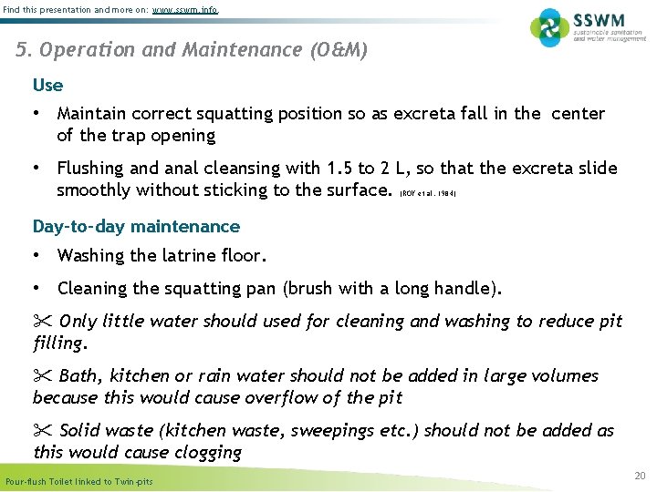 Find this presentation and more on: www. sswm. info. 5. Operation and Maintenance (O&M)