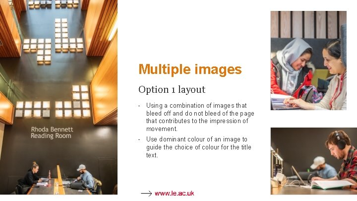 Multiple images Option 1 layout - Using a combination of images that bleed off