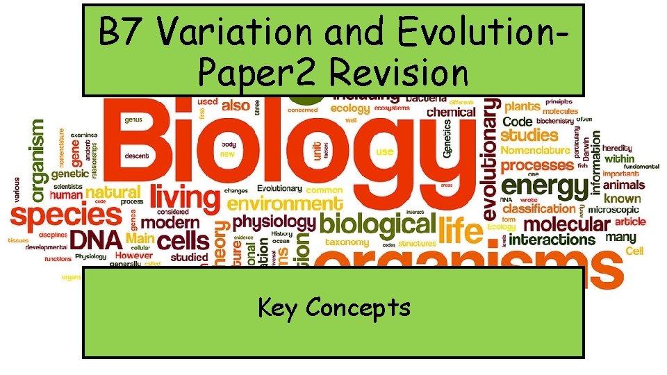B 7 Variation and Evolution. Paper 2 Revision Key Concepts 