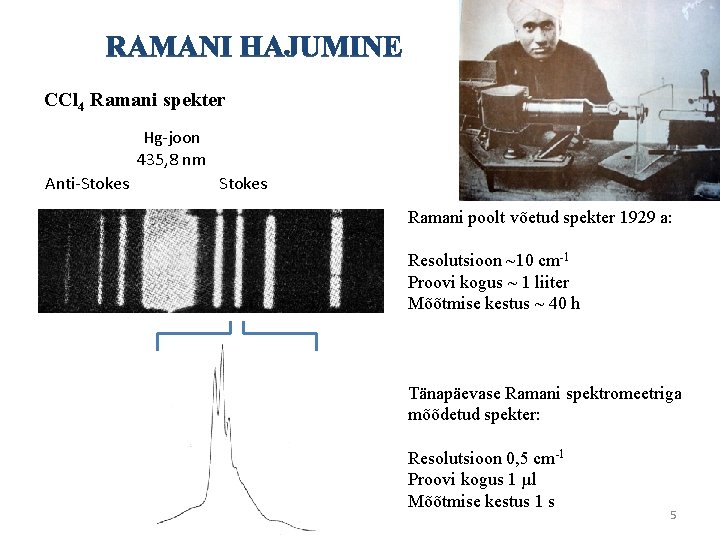 CCl 4 Ramani spekter Hg-joon 435, 8 nm Anti-Stokes Ramani poolt võetud spekter 1929