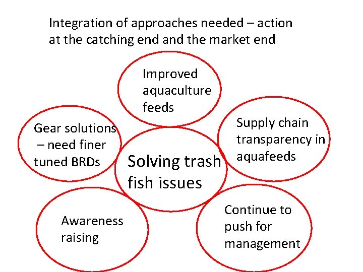 Integration of approaches needed – action at the catching end and the market end