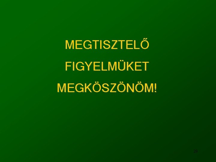 MEGTISZTELŐ FIGYELMÜKET MEGKÖSZÖNÖM! 29 