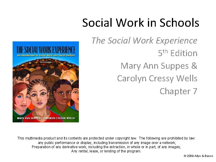 Social Work in Schools The Social Work Experience 5 th Edition Mary Ann Suppes