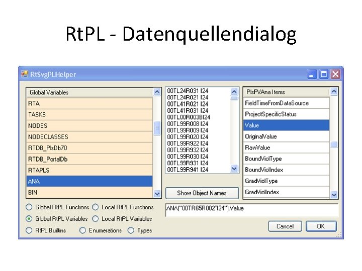 Rt. PL - Datenquellendialog 