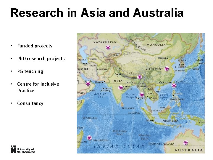 Research in Asia and Australia • Funded projects • Ph. D research projects •