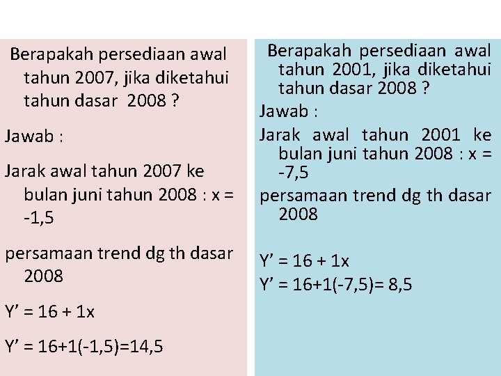 Jarak awal tahun 2007 ke bulan juni tahun 2008 : x = -1, 5