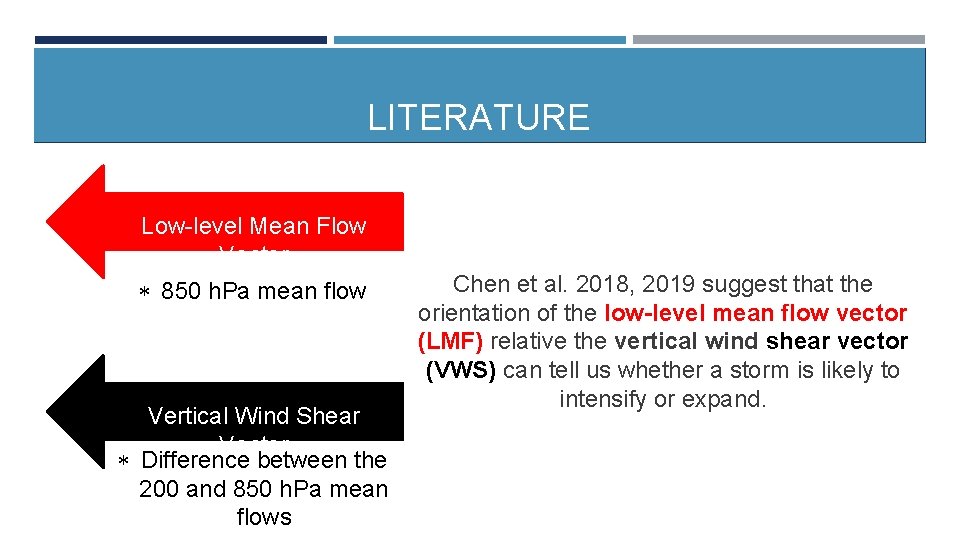 LITERATURE Shea Low-level r Mean Flow Vector 850 h. Pa mean flow Vertical Wind