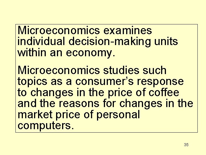 Microeconomics examines individual decision-making units within an economy. Microeconomics studies such topics as a