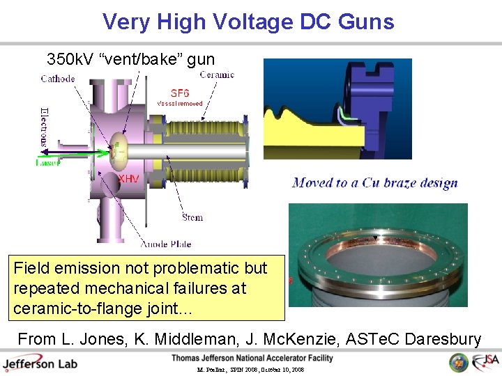 Very High Voltage DC Guns 350 k. V “vent/bake” gun Field emission not problematic