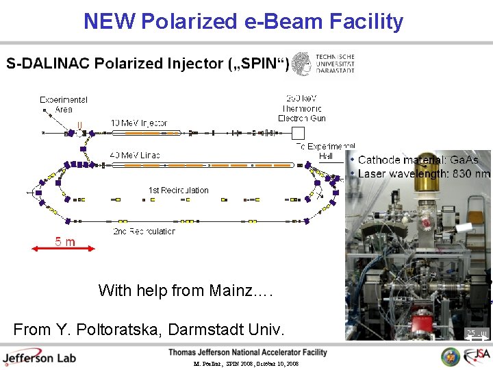 NEW Polarized e-Beam Facility With help from Mainz…. From Y. Poltoratska, Darmstadt Univ. M.
