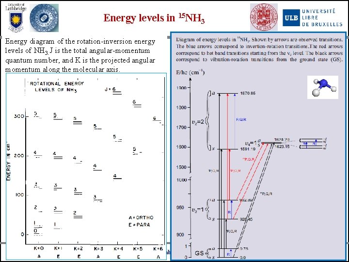 Energy levels in 15 NH 3 Energy diagram of the rotation-inversion energy levels of