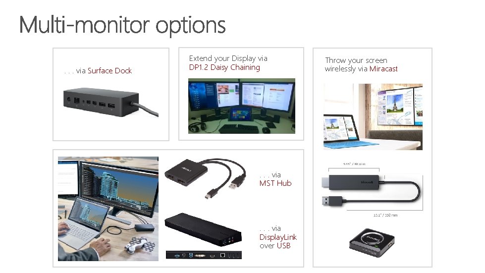 . . . via Surface Dock Extend your Display via DP 1. 2 Daisy