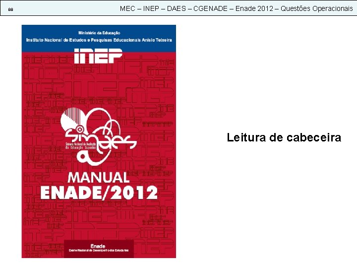 88 MEC – INEP – DAES – CGENADE – Enade 2012 – Questões Operacionais