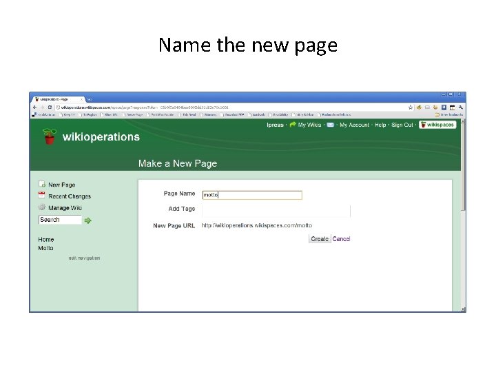 Name the new page 