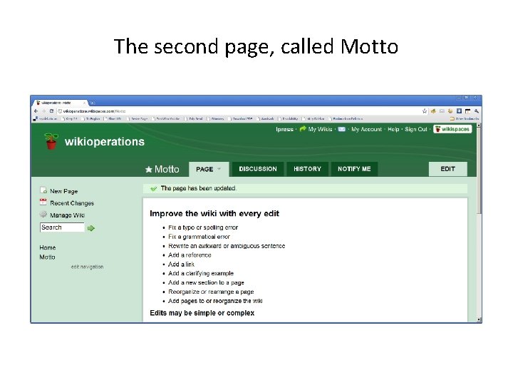 The second page, called Motto 