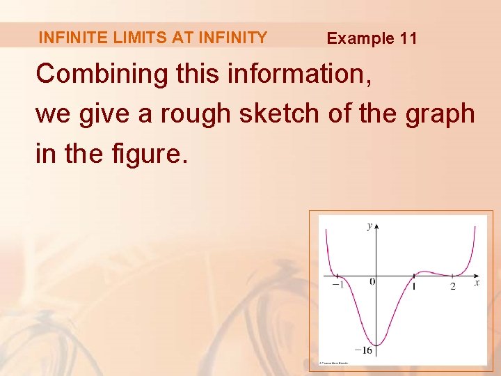 INFINITE LIMITS AT INFINITY Example 11 Combining this information, we give a rough sketch