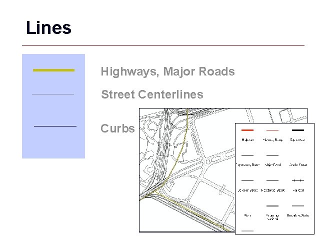 Lines Highways, Major Roads Street Centerlines Curbs GIS 10 