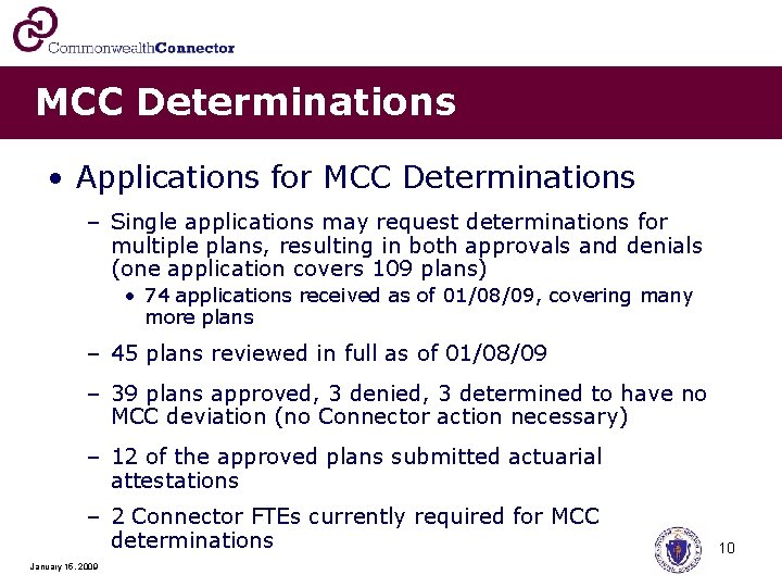 MCC Determinations • Applications for MCC Determinations – Single applications may request determinations for