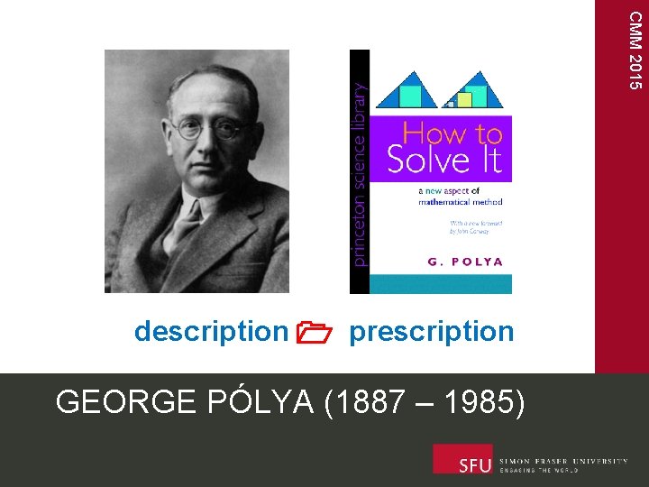 CMM 2015 description prescription GEORGE PÓLYA (1887 – 1985) 