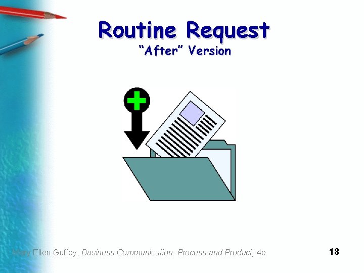 Routine Request “After” Version Mary Ellen Guffey, Business Communication: Process and Product, 4 e