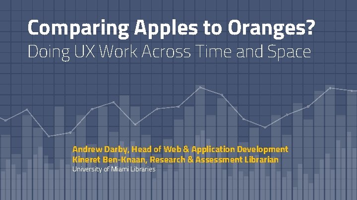 Comparing Apples to Oranges? Doing UX Work Across Time and Space Andrew Darby, Head