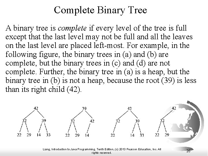 Complete Binary Tree A binary tree is complete if every level of the tree