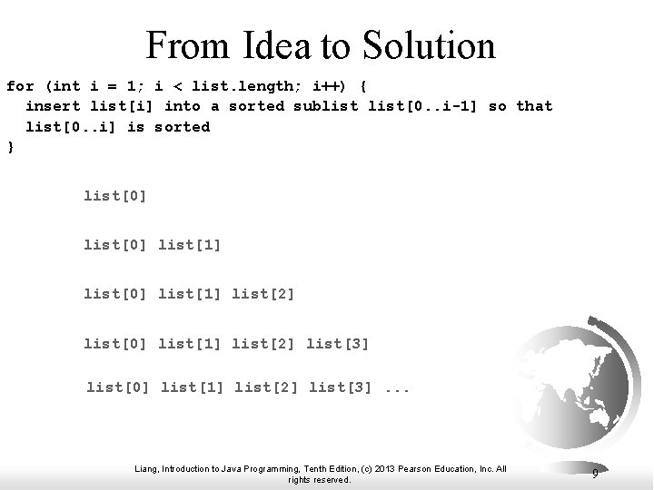 From Idea to Solution for (int i = 1; i < list. length; i++)