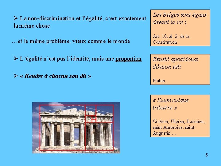 Ø La non-discrimination et l’égalité, c’est exactement la même chose …et le même problème,