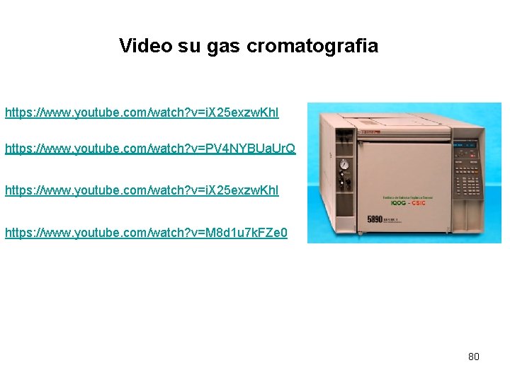 Video su gas cromatografia https: //www. youtube. com/watch? v=i. X 25 exzw. Kh. I