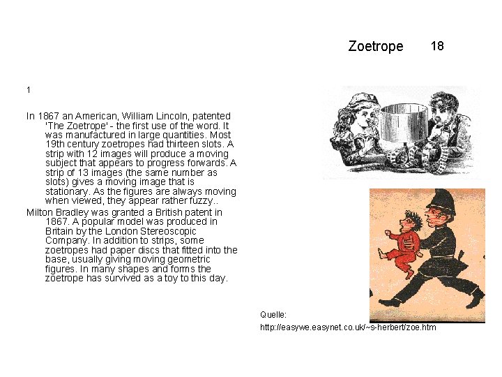 Zoetrope 18 1 In 1867 an American, William Lincoln, patented 'The Zoetrope' - the