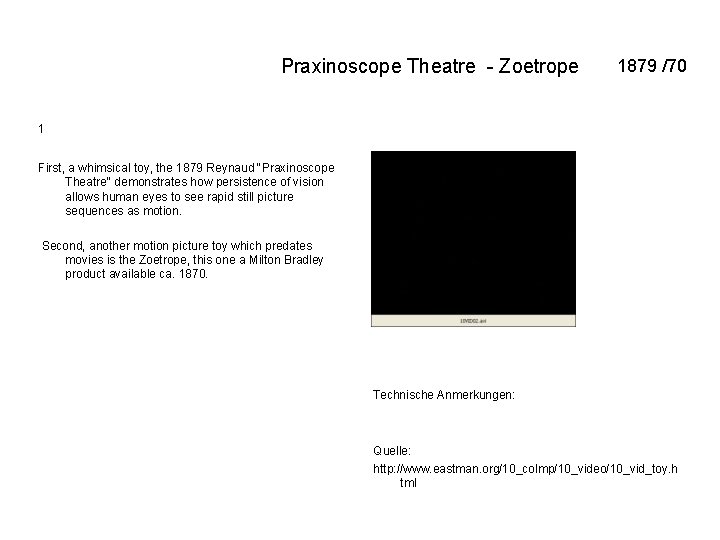 Praxinoscope Theatre - Zoetrope 1879 /70 1 First, a whimsical toy, the 1879 Reynaud