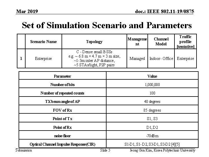 Mar 2019 doc. : IEEE 802. 11 -19/0875 Set of Simulation Scenario and Parameters