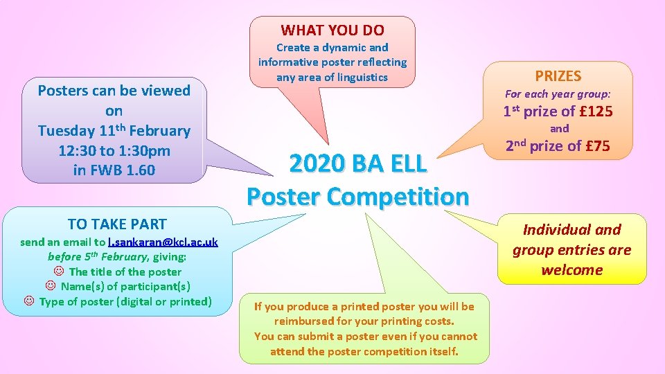 WHAT YOU DO Posters can be viewed on Tuesday 11 th February 12: 30