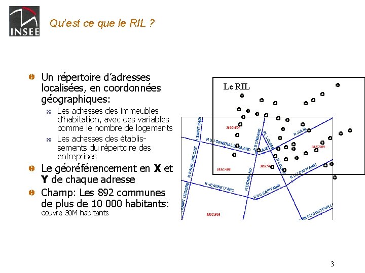 Qu’est ce que le RIL ? Un répertoire d’adresses localisées, en coordonnées géographiques: Le