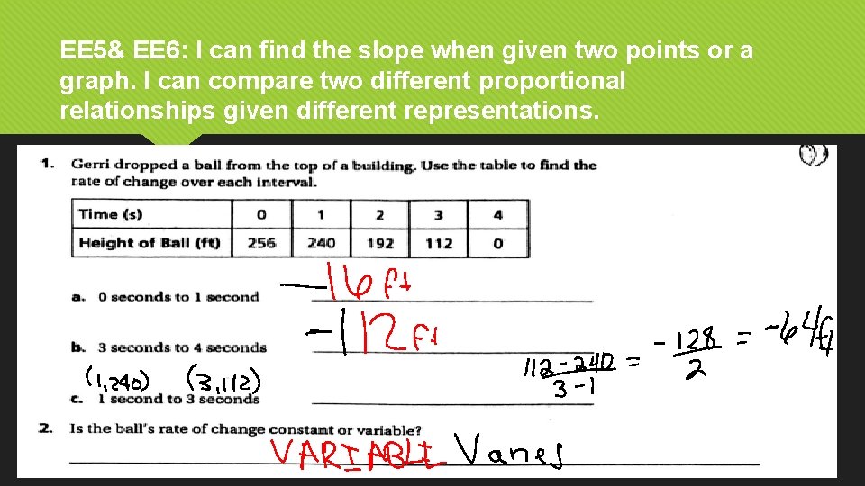 EE 5& EE 6: I can find the slope when given two points or